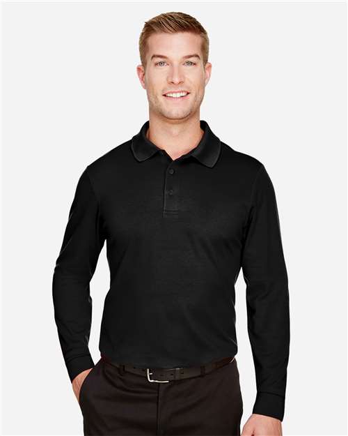 Men's CrownLux Performance® Plaited Long Sleeve Polo