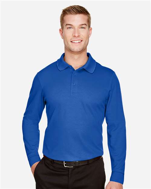 Men's CrownLux Performance® Plaited Long Sleeve Polo